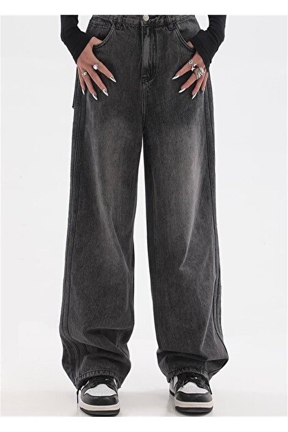 Gofeel Y2K Black Washed Baggy Jeans Bol Leg Pants- Very Kınd- Trendyol