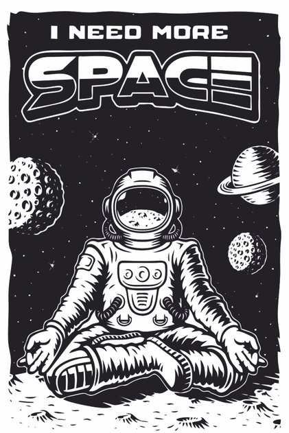 Astronaut Doing Yoga in Space Fun Funny Retro Wood Poster