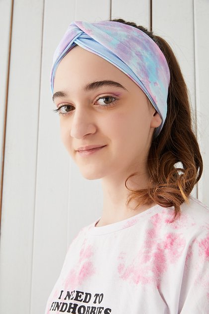 Girl's Aqua Batik Pattern Bandana