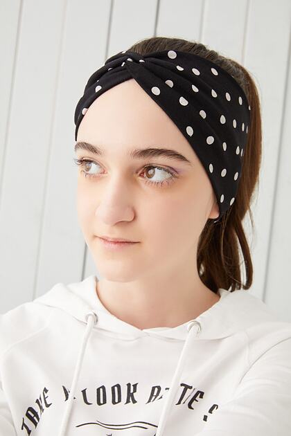 Black Polka Dot Children's Youth Bandana Hair Band Extra Soft Flexible Natural 100% Cotton Combed