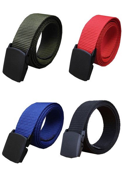 Tactical Style Cloth Belt Set with Anti-Allergic Plastic Buckle Set of 4 Belts