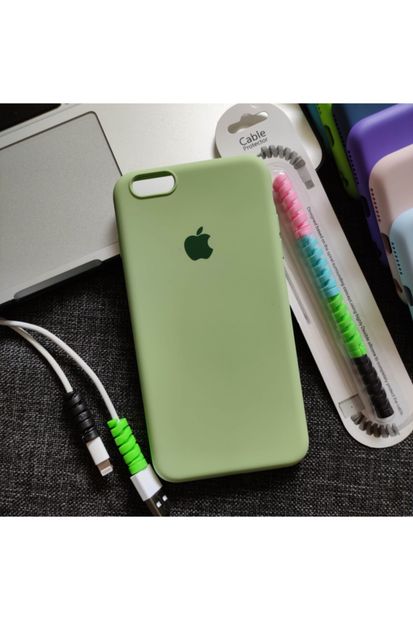 Mislina Iphone 6 Plus 6s Plus Uyumlu Logolu Lansman Kılıf + Kablo Koruyucu - 1