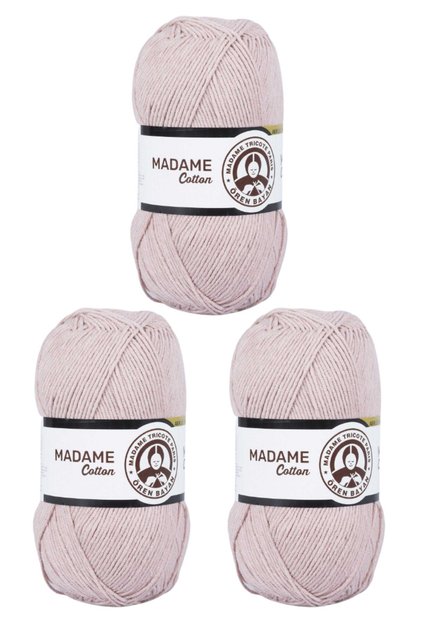 Madame Cotton Koyu Pudra Örgü İpliği 025 100 gr 3'lü Set