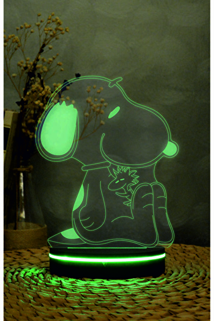 Yubi Design Snoopy ve Woodstock - 3 boyutlu led lamba 16 renk