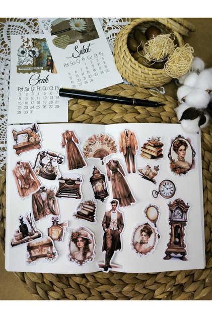 Vintage Victorian Elements Temalı Tekli Etiket Seti 01 Ajanda Planlayıcı Bullet Journal Scrapbooking