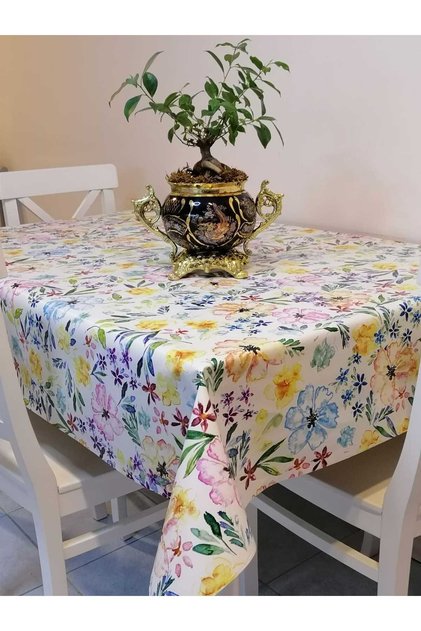 Fiber-Reinforced PVC Oilcloth - Patterned Wipe-Clean Tablecloth