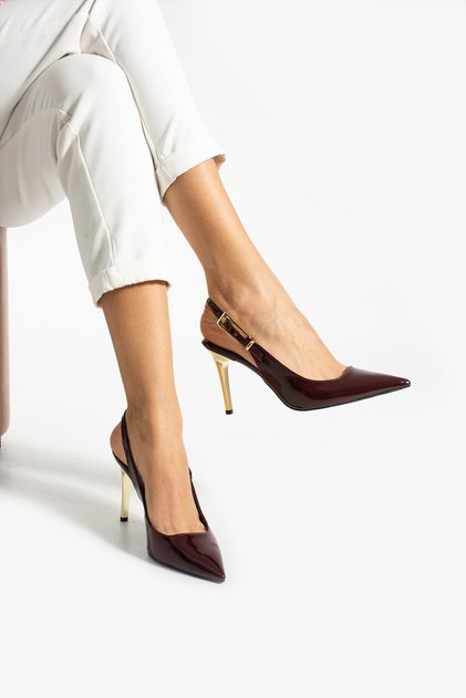 Pantofi de damă cu toc burgundy
