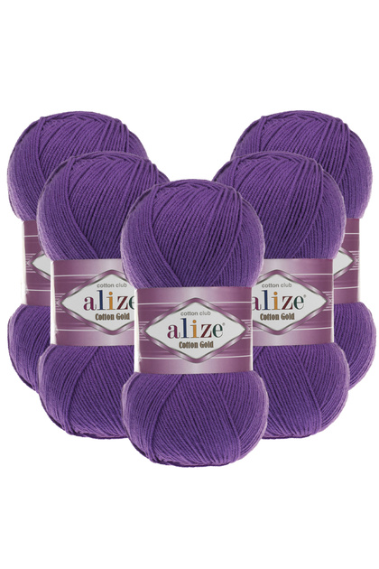 Cotton Gold 5-Piece 044 Purple Hand Knitting Yarn