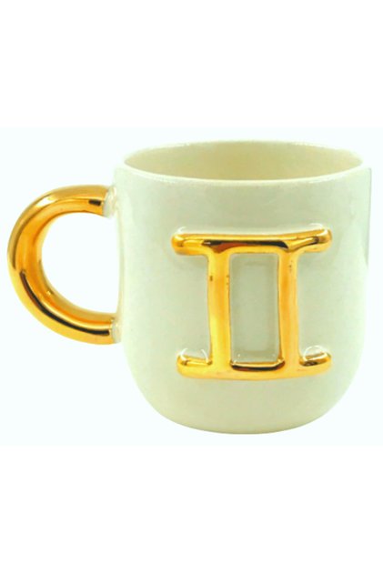 24 Carat Gold Detailed Gemini Zodiac Embossed, Handmade Cup Gift Cup Gift Mug