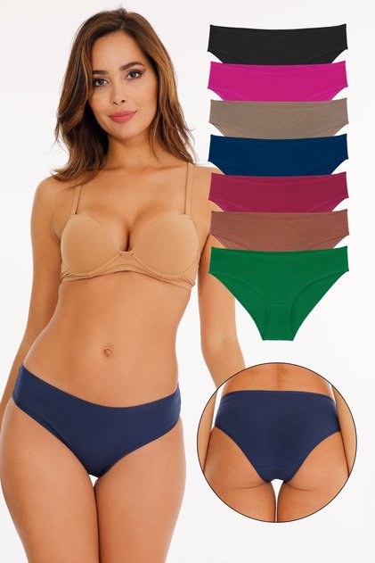 Women's Cotton Mixed Color 7-Piece Slip Panties Multi-Color