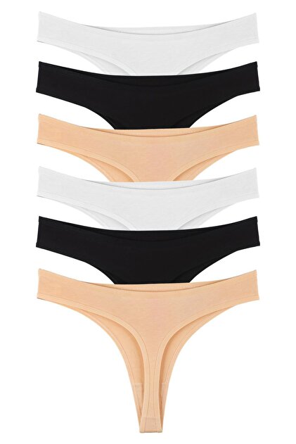 Sensu Kadın Brazilian Tanga 6'lı Paket Set - Kts1169 KARIŞIK