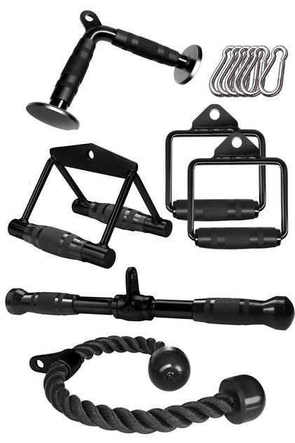 Fitnes Aparatları Set - Rowing Bar - Lat Triceps Bar - Triceps Halat - Tek El Çekiş Aparatı - V Bar