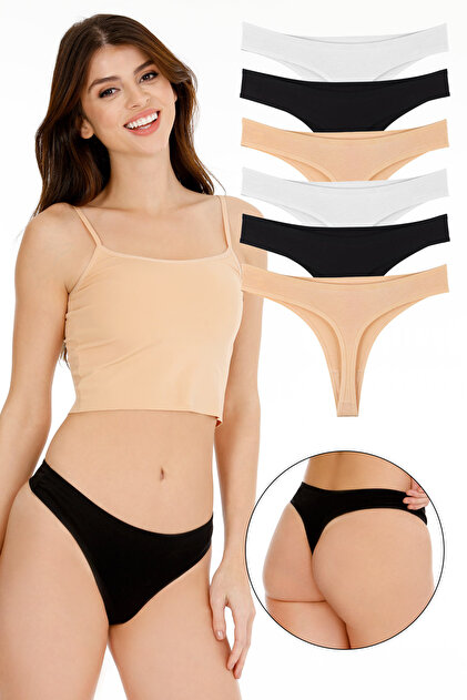 Sensu Kadın Brazilian Tanga 6'lı Paket Set - Kts1169 KARIŞIK