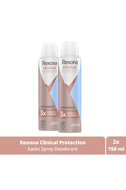 Rexona Clinical Protection Kadın Sprey Deodorant Confidence 96 Saat Koruma 150 ml X2 - 1