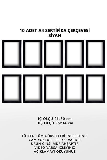 10 Adet A4 Çerçeve Siyah Pvcli 21x30 Sertifika Için Çerçeve Diploma Için Çerçeve Belge Için Çerçeve