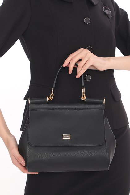 Stylish New Season Women's Bag with Magnetic Closure in Black Color and Gold Color Accessories