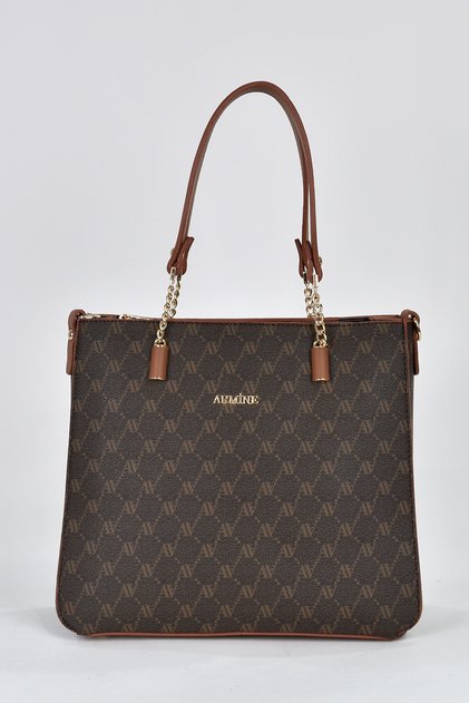 3 Compartment Women's Shoulder Strap Handbag Brown 362