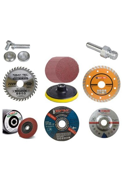 Baytec 8'li Taşlama ve Kesme Disk Seti Seramik Ahşap Metal Zımpara