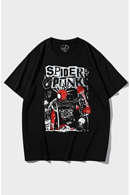 Genel Markalar Siyah y2k Unisex Streetwear Spider-Punk Yumuşak
