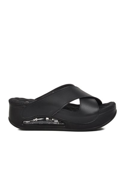 31210 Penelope Black Women's Wedge Heel Slippers