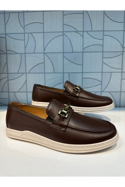 191 Brown Genuine Leather Loafer Daily Comfortable Light Style And Orthopedic Shoes