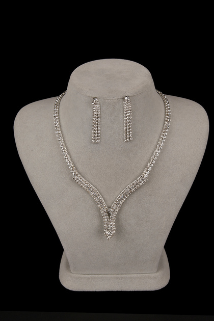 Limelia Stylish Shiny Crystal Jewelled Evening Dress Necklace and Earring  Set Necklace Set for Special Nights- Trendyol