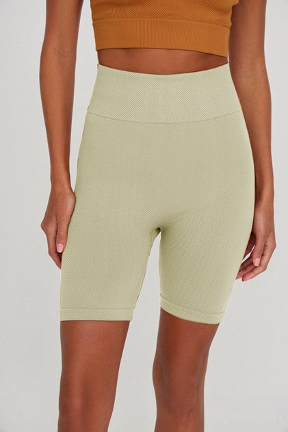 Felolin Model Fitilli Örme Model Seamless Sporcu Şortu Ekru Renk