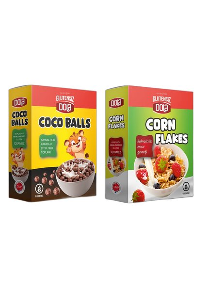 2'li Atıştırmalık Set Coco Balls Çıtır Tahıl Topları Ve Corn Flakes Mısır Gevreği Glutensiz