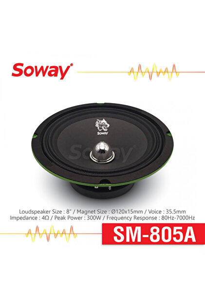 EXVOL SOWAY SM-805A 20CM MİDRANGE KURŞUN GÖBEK 300W 60RMS HOPARLÖR