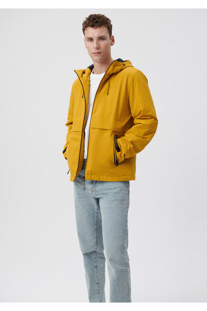 hir0.to.maronオーダーページ　Man トラジャ Mavi Kapüşonlu Sarı Ince Ceket Slim Fit / Dar Kesim 0110268-29767