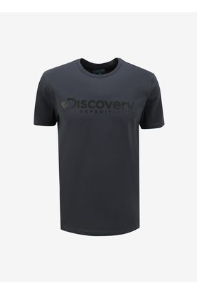 【DISCOVERY EXPEDITION】 Main Crew Outdoor T-Shirt‐GREY Discovery Expedition Antrasit Erkek Bisiklet Yaka Basic
