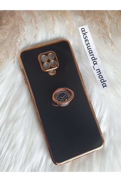 Xiaomi Redmi Note 9 Pro - Note 9S Compatible Ring Stand Gold Detailed Laser Cut Case