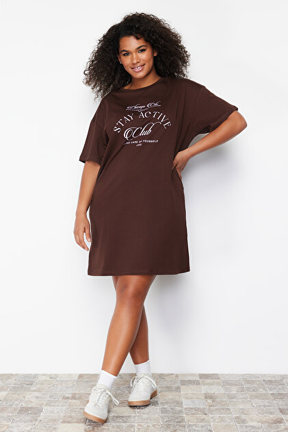 plus size brown t shirt dress Essential T Shirt Dress (Plus) Yellow / 1x