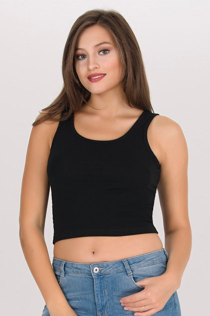 Women's Black Thick Strap Crop Bustier - Bst1005