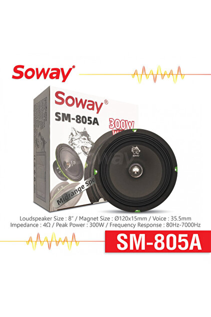 EXVOL SOWAY SM-805A 20CM MİDRANGE KURŞUN GÖBEK 300W 60RMS HOPARLÖR