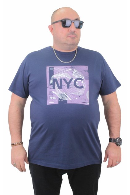 Men's Large Size Crew Neck T-Shirt NYC 23182 Marine