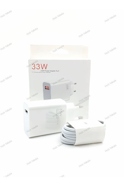 33 Watt Hızlı Şarj Aleti Başlık+kablo Set 33 W Turbo Hızlı Şarj