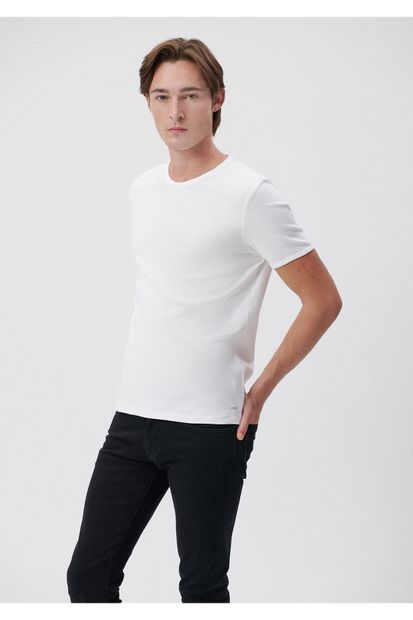 Mavi Beyaz Basic Tişört Slim Fit / Dar Kesim 063747-620 - 1