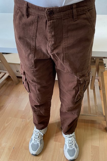 Men's Cargo Pocket Baggy Pants Dark Brown