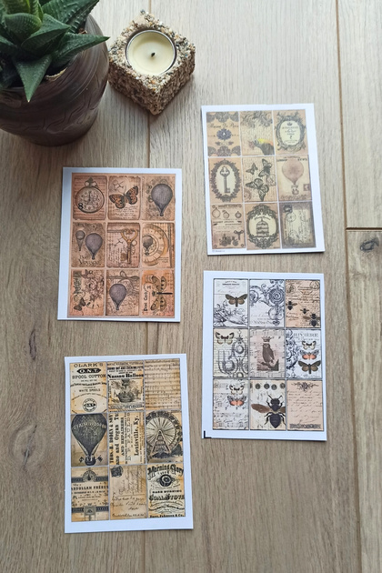 36 Pieces 4 Pieces Scrapbook Sticker Set Bullet Journal Sticker Vintage Square Sticker