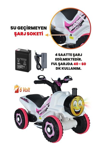 ujtoys Müzikli Ve Led Işıklı Buddy Akülü Atv 6v-beyaz Prenses