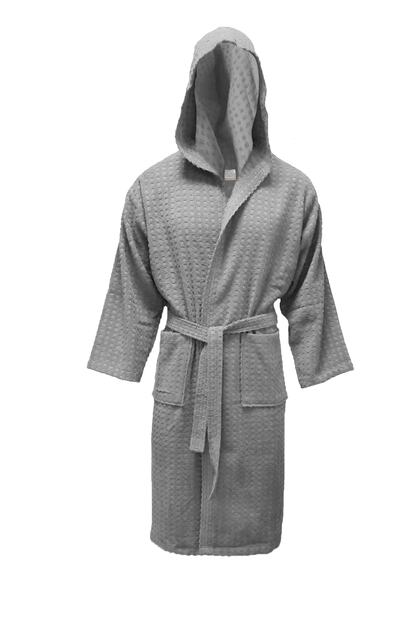 100% Cotton Curl Jacquard Unisex Bathrobe Gray