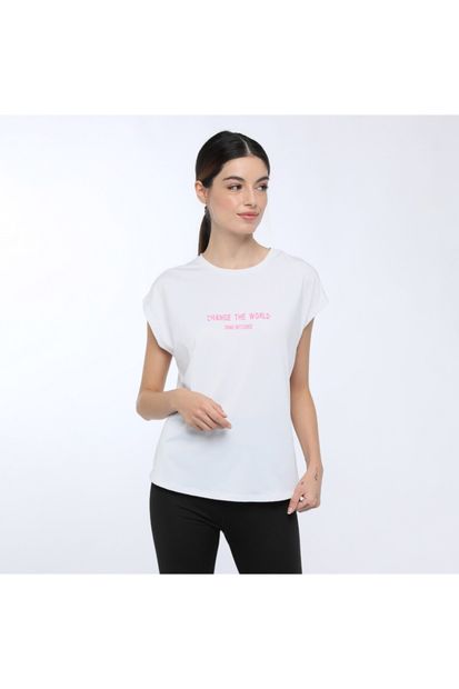 lumberjack Kalına T-shırt Beyaz Kadın Kısa Kol T-shirt - 1
