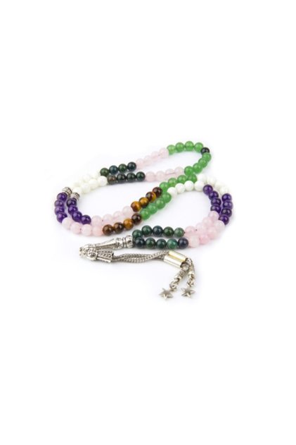 Cancer Zodiac Sign 99-Bead Prayer Beads: Amethyst - Aventurine - Moonstone - Rose Quartz - Bloodstone - Tiger's Eye
