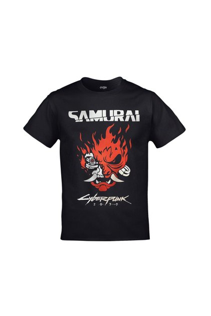 Samurai Cyberpunk Printed Unisex Black Tshirt