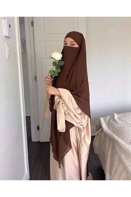 Şifon sufle khimar şal hazır peçeli dört ipli