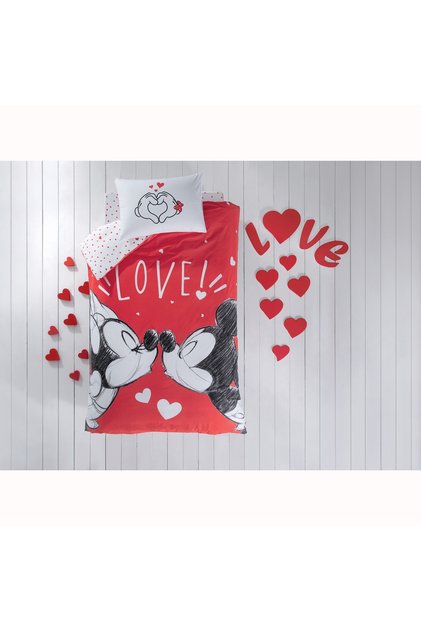 Disney Minnie Mickey Lovely Pamuk Lisanslı Nevresim Takımı