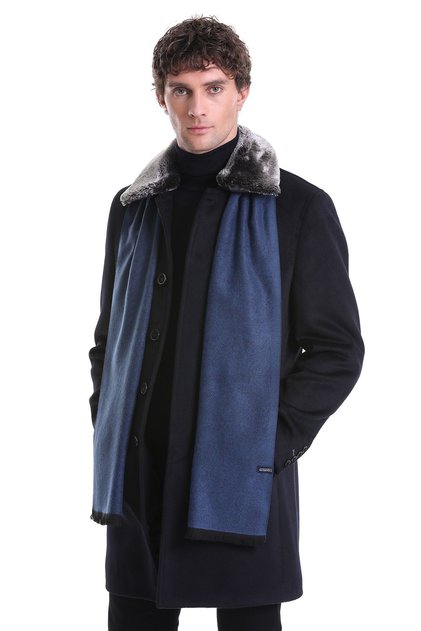 Navy Blue Patterned Scarf