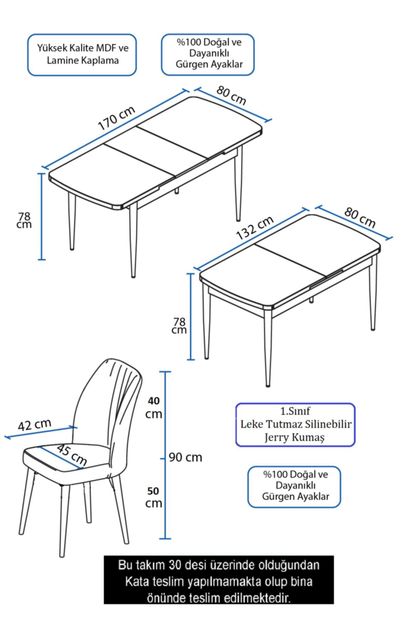 Canisa Concept Rio Serisi Mdf Beyaz Gürgen Ayaklı Açılabilir Mutfak Masa Takımı/beyaz Masa 6 Kiremit Sandalye - 6