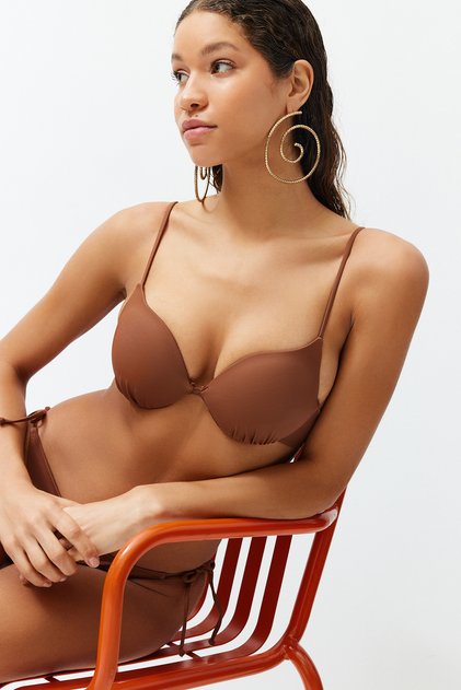 Braunes Balconette-Push-Up-Bikinioberteil TBESS24BU00127